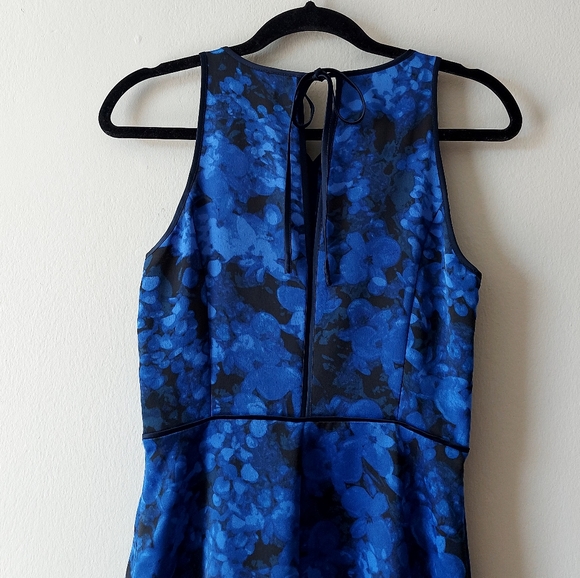 Banana Republic Sleeveless Dress Floral Print Midi Fit Flare Blue Women's Size 0 - Picture 8 of 12